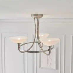 Quay Design Hayley LED 3-Light Semi-Flush Ceiling Light Satin Chrome 6W 200lm -Fashion Lamps 722VH A4