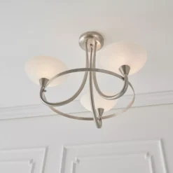 Quay Design Hayley LED 3-Light Semi-Flush Ceiling Light Satin Chrome 6W 200lm -Fashion Lamps 722VH A5