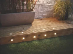 LAP Coldstrip 30mm Outdoor LED Recessed Deck Light Kit Brushed Chrome 4.4W 10 X 19.5lm 10 Pack -Fashion Lamps 7258X A5