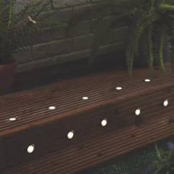 LAP Coldstrip 30mm Outdoor LED Recessed Deck Light Kit Brushed Chrome 4.4W 10 X 19.5lm 10 Pack -Fashion Lamps 7258X A6