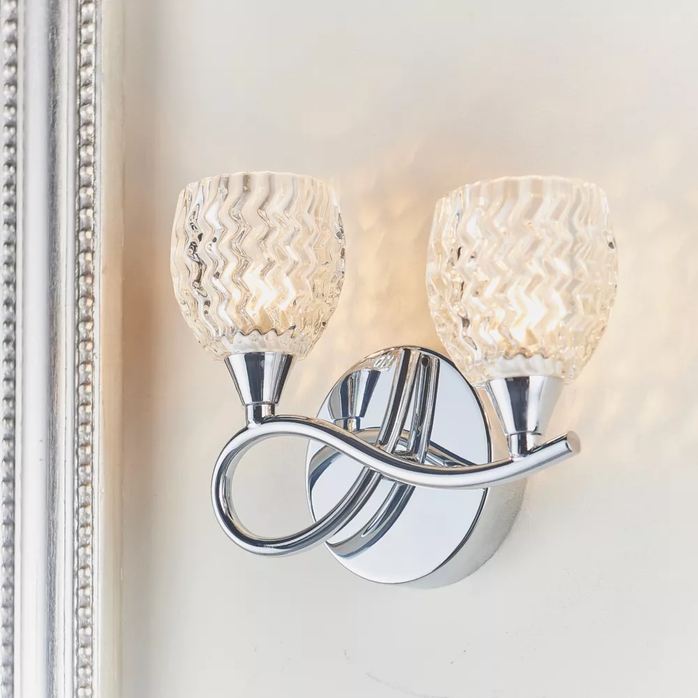 Quay Design Isabella LED Twin Wall Light Chrome 2.5W 200lm 1 Quay Design Isabella LED Twin Wall Light Chrome 2.5W 200lm