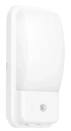 Enlite UtiliteX Outdoor Rectangular LED Security Bulkhead With PIR Sensor White 10W 880lm