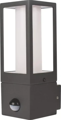 Luceco Azurar Outdoor Decorative External Wall Light With PIR Sensor Slate Grey