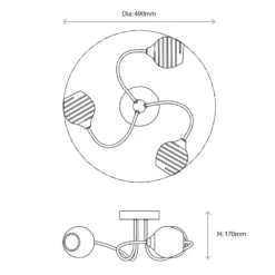 Quay Design Leonie LED 3-Light Semi-Flush Ceiling Light Chrome 6W 200lm -Fashion Lamps 837VH A7