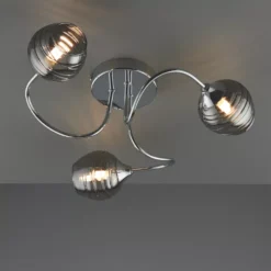 Quay Design Leonie LED 3-Light Semi-Flush Ceiling Light Chrome 6W 200lm