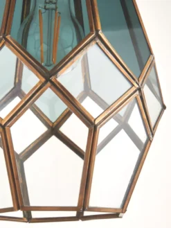 Quay Design Thames Antique Brass Metal & Glass Cage Pendant Shade -Fashion Lamps 843VG A2