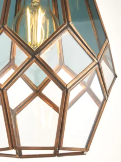 Quay Design Thames Antique Brass Metal & Glass Cage Pendant Shade -Fashion Lamps 843VG A3