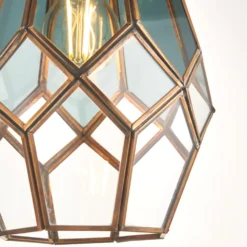 Quay Design Thames Antique Brass Metal & Glass Cage Pendant Shade -Fashion Lamps 843VG A4
