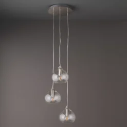 Quay Design Willow 3-Light Cluster Pendant Bright Nickel -Fashion Lamps 857VG A4