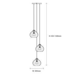 Quay Design Willow 3-Light Cluster Pendant Bright Nickel -Fashion Lamps 857VG A7