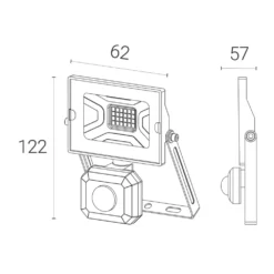 4lite Advantage Outdoor LED Floodlight With PIR Sensor Black 10W 850lm -Fashion Lamps 872KK A4