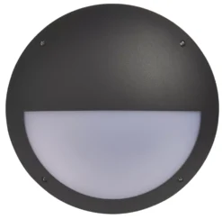 Essentials Outdoor Round LED Bulkhead Matt Black 12W 1000lm -Fashion Lamps 887PP A2