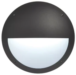 Essentials Outdoor Round LED Bulkhead Matt Black 12W 1000lm -Fashion Lamps 887PP A3