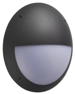 Essentials Outdoor Round LED Bulkhead Matt Black 12W 1000lm