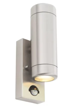 Essentials Barracuda Outdoor Up & Down Wall Light With PIR Sensor Brushed Stainless Steel