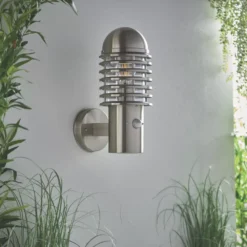 LAP Shutter Outdoor Wall Light With PIR Sensor Brushed Stainless Steel -Fashion Lamps 930PG A3