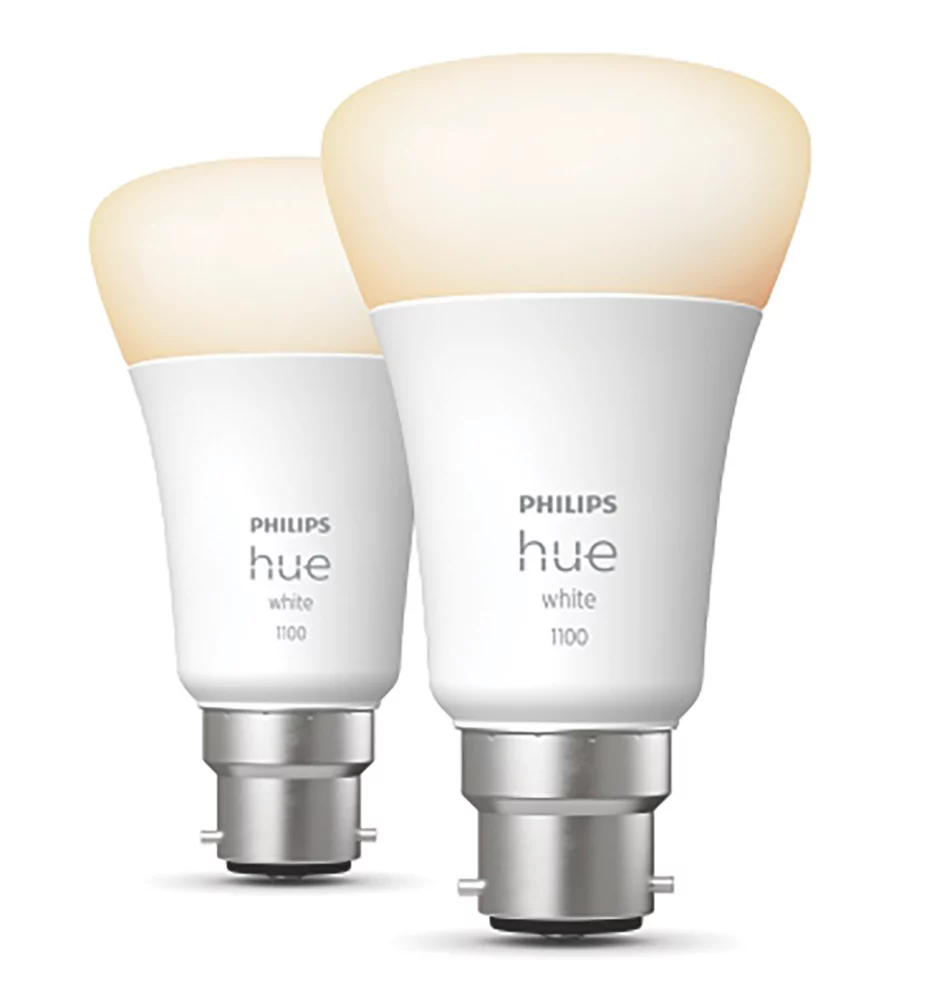 Philips Hue White Bluetooth BC A19 LED Smart Light Bulb 9W 806lm 2 Pack 1 Philips Hue White Bluetooth BC A19 LED Smart Light Bulb 9W 806lm 2 Pack