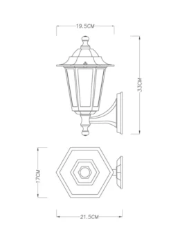 Essentials Coach Outdoor Lantern Wall Light Black -Fashion Lamps 94303 A2