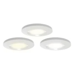 4lite IP65 FRD 3000K/4000K/6000K Fixed Fire Rated LED Downlight White / Chrome / Satin Nickel 9W 770lm 3 Pack