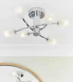 Quay Design Olivia LED 6-Light Semi-Flush Ceiling Light Chrome 12W 200lm -Fashion Lamps 960VH A3