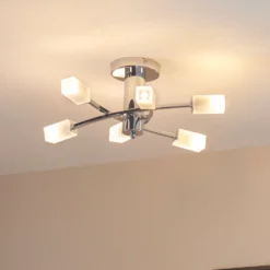 Quay Design Olivia LED 6-Light Semi-Flush Ceiling Light Chrome 12W 200lm