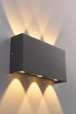 LAP Outdoor LED Tri-Light Up & Down Wall Light Textured Black 7.5W 550lm -Fashion Lamps 962JK A4