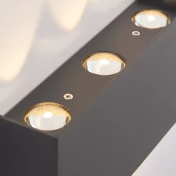 LAP Outdoor LED Tri-Light Up & Down Wall Light Textured Black 7.5W 550lm -Fashion Lamps 962JK A6