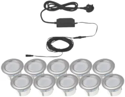 LAP Apollo Blue 45mm Outdoor LED Deck Light Kit Polished Stainless Steel 4.8W 10 X 1.7lm 10 Pack